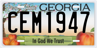 GA license plate CEM1947