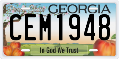 GA license plate CEM1948