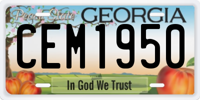 GA license plate CEM1950
