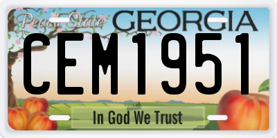 GA license plate CEM1951