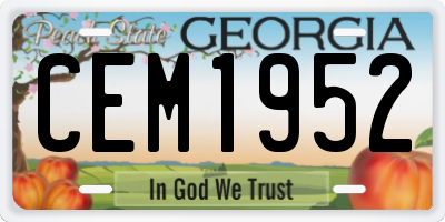 GA license plate CEM1952