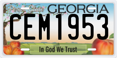 GA license plate CEM1953