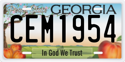 GA license plate CEM1954