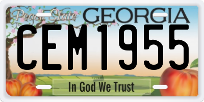GA license plate CEM1955