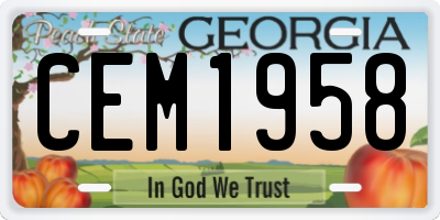 GA license plate CEM1958