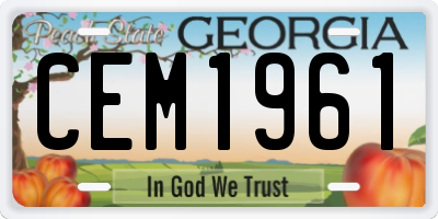 GA license plate CEM1961
