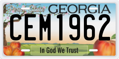 GA license plate CEM1962