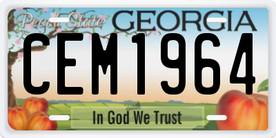 GA license plate CEM1964