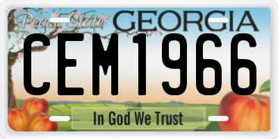 GA license plate CEM1966
