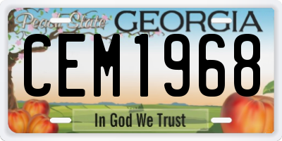 GA license plate CEM1968