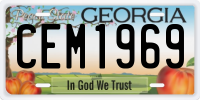 GA license plate CEM1969