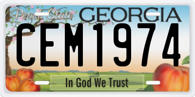 GA license plate CEM1974