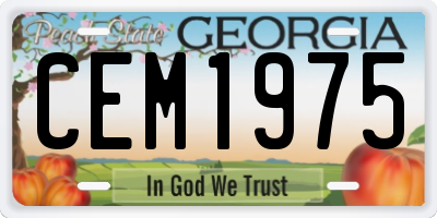 GA license plate CEM1975