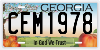 GA license plate CEM1978