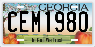 GA license plate CEM1980