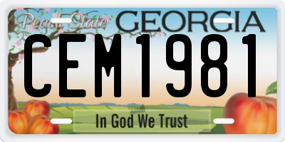 GA license plate CEM1981