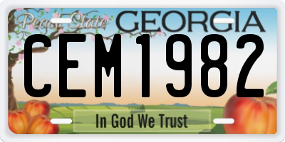 GA license plate CEM1982