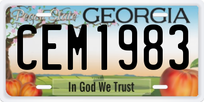 GA license plate CEM1983