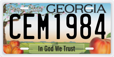 GA license plate CEM1984