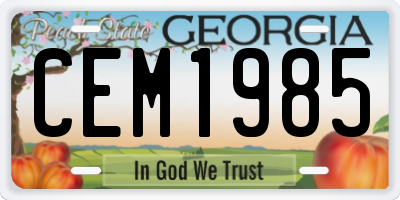 GA license plate CEM1985