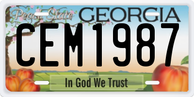 GA license plate CEM1987