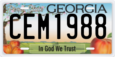 GA license plate CEM1988