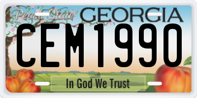 GA license plate CEM1990