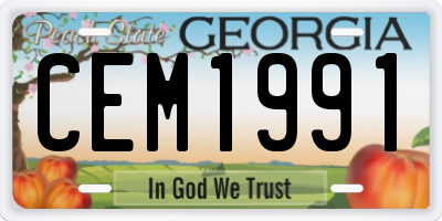 GA license plate CEM1991