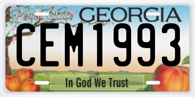 GA license plate CEM1993
