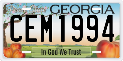 GA license plate CEM1994