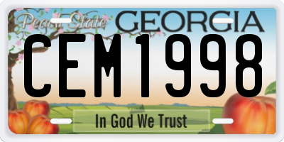 GA license plate CEM1998