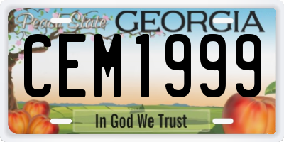 GA license plate CEM1999