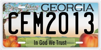 GA license plate CEM2013