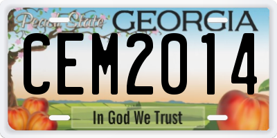 GA license plate CEM2014