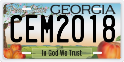 GA license plate CEM2018