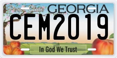 GA license plate CEM2019