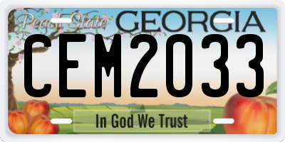 GA license plate CEM2033