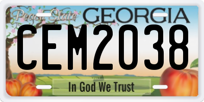 GA license plate CEM2038