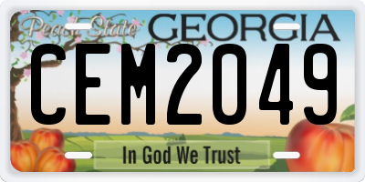 GA license plate CEM2049