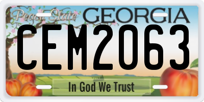 GA license plate CEM2063