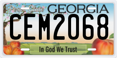 GA license plate CEM2068