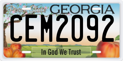GA license plate CEM2092