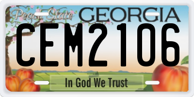 GA license plate CEM2106