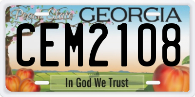 GA license plate CEM2108