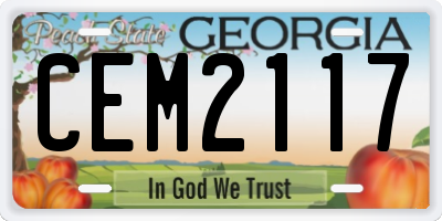 GA license plate CEM2117