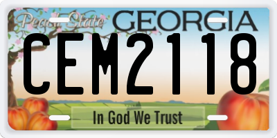 GA license plate CEM2118