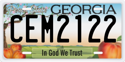 GA license plate CEM2122