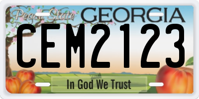GA license plate CEM2123