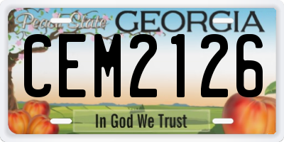 GA license plate CEM2126