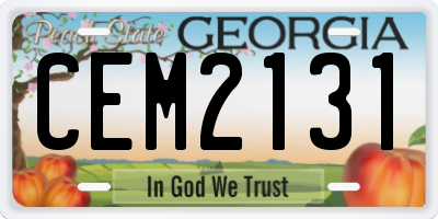 GA license plate CEM2131